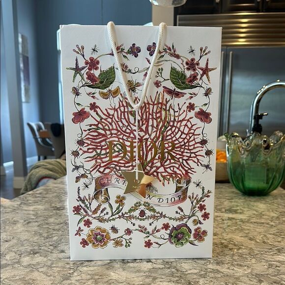 👜 Christian Dior Large Gift Bag – Limited Edition Coral & Floral Design - Picture 1 of 4